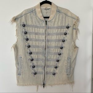 Free People Oversized Denim  Officer Grunge Vest size xs/s